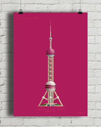 Oriental Pearl Tower  - plakat giclee art, minimalmill