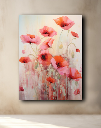 Polne maki - Plakat - Olej, Boho, Abstrakcja, Black Sapphire Art