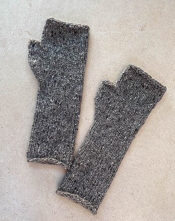 Rękawiczki damskie, jesienne mitenki szare, Made by Jaga