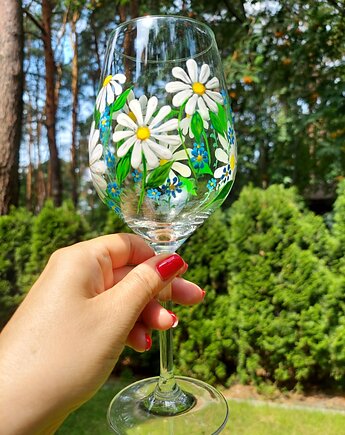 Kieliszek ręcznie malowany Stokrotki, Edyta Tobiasz Art