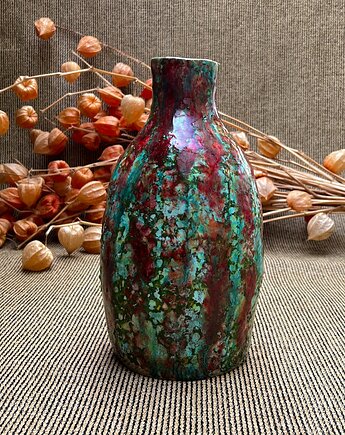Wazon ceramiczny butla turkusowo rubinowa, GOceramika