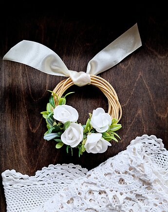 Dekoracyjny wianuszek ze sztucznych kwiatów, Wooden Love