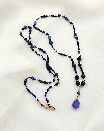 Tanzanit, szafir, kianit - naszyjnik znaków ognia i ziemi, Studio Gazela