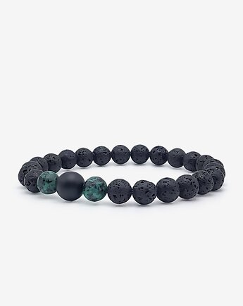 Unikatowa Bransoletka z Kamieni Naturalnych Lawa ,Jaspis ,Onyks Czarny, Black Mamba Jewelry
