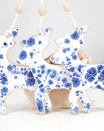 Ceramiczny renifer - dekoracja choinkowa, 10FingersArt