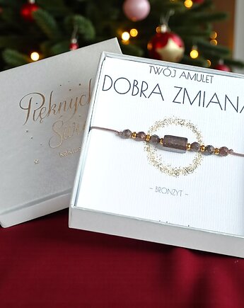 Amulet - DOBRA ZMIANA - świąteczne pudełko - BRONZYT, kaktusia