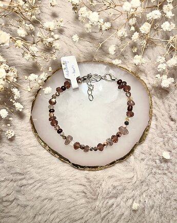 Bransoletka rodochrozyt, kwarc, SlvStuff