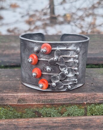 Pomarańczowe maki - bransoletka regulowana, po drugiej stronie lustra