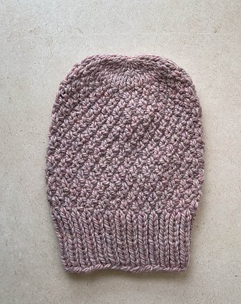 Zimowa czapka z wełny owczej i alpaki Purga różowo liliowy mix, Made by Jaga