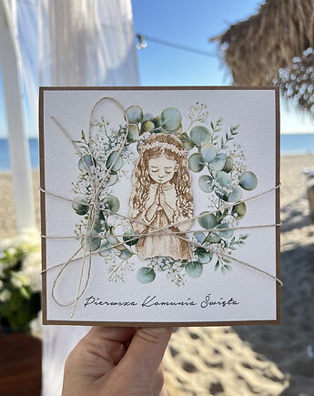 Kartka na komunię - pamiątka komunii ręcznie robiona prezent, sorte