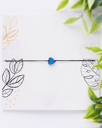 Bransoletka na czarnym sznureczku z serduszkiem, Ilovehandmade