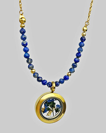 Naszyjnik lapis lazuli & niezapominajka, Bionty
