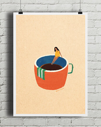 Pierwszy łyk espresso - plakat z kawą, minimalmill