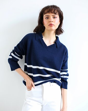 Sweter polo Sven paski, Lucky HandMade