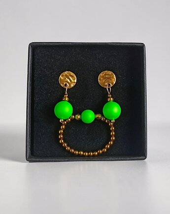 RAZEM TANIEJ! Swarovski neon pearls : neon green : kolczyki & pierścionek, kaktusia