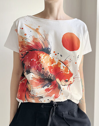 Koi pomarańczowy fullprint Biały Oversize, ONE MUG A DAY