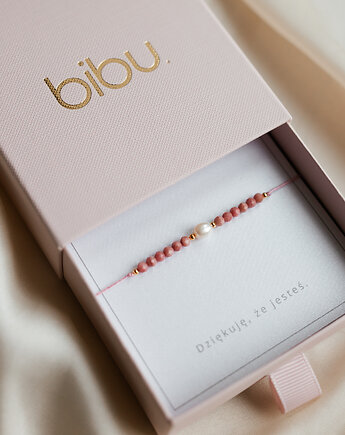 Bransoletka rodonit z perełką., Bibu bijoux