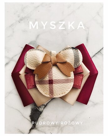 Artystyczna Brosza z Dużą Myszką ! Pop Art  1 szt, Pudrowy Różowy