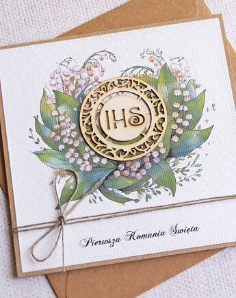 Kartka z życzeniami : konwalie : I Komunia Święta : konwalie.., kaktusia