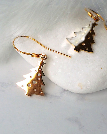 ZŁOTE DRZEWKA śliczne kolczyki świąteczne, Chodelska Art Studio
