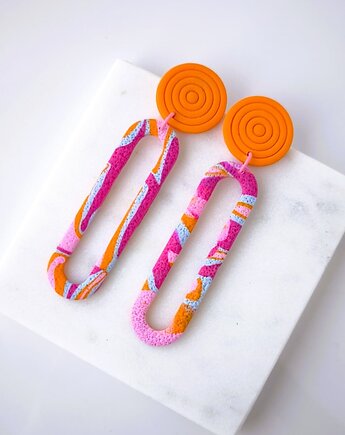 Długie kolczyki ENDORFINY z pomarańczem, sploteka