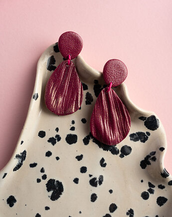 Kolczyki listki z fakturą, Dwie Gliny