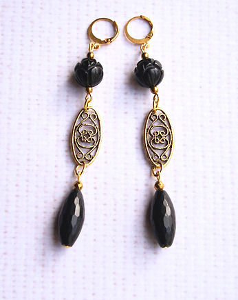 S A L E : UNIKATOWE kolczyki :: black & gold, kaktusia