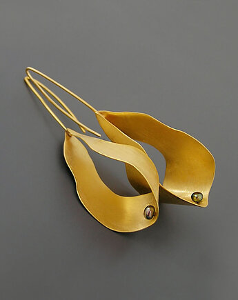 Duże wiszące kolczyki z perłą- srebro pozłacane, Pastelove Jewelry