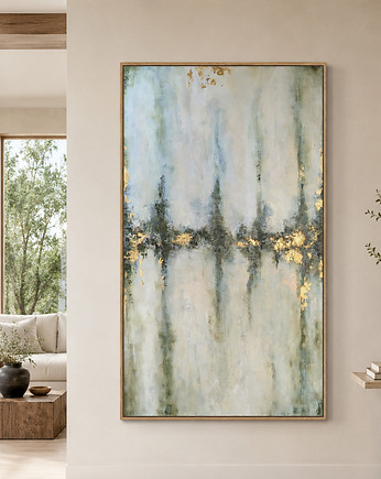 Duży obraz abstrakcyjny zieleń khaki , Diana Abstract Art
