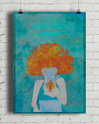 Rafa koralowa - plakat fine art, giclee, minimalmill