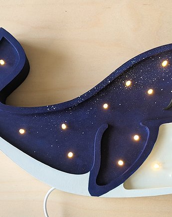 Drewniana nocna lampka LED dla dzieci wieloryb, imole