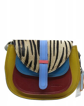 Torebka damska na ramię skórzana pojemna kolorowa ze skrawków eko OLIVKA, Olivka Warsaw