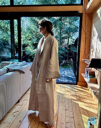 Długie lniane kimono, Nature Bed