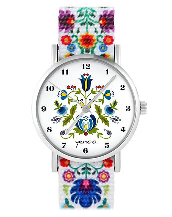 Zegarek - Kaszubski - folk biały, nylonowy, yenoo