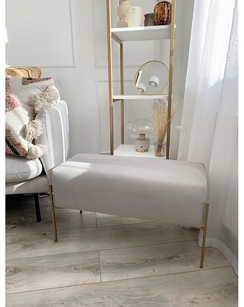 BROOKE GOLD - puf w aksamitnym welurze, siedzisko, pufa, Papierówka Simple form of furniture
