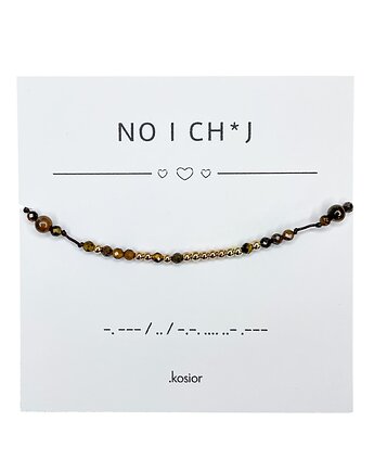 Bransoletka NO I CHUJ - Tygrysie oko, Hematyt - Morse, karolina kosior