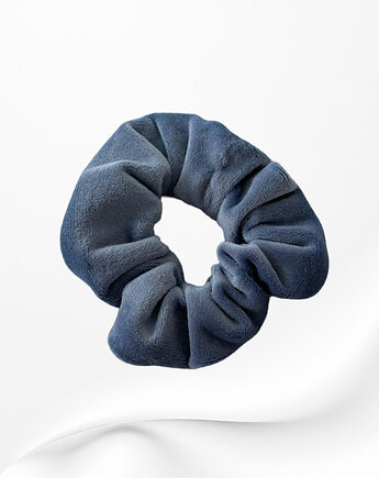 Gumka frotka scrunchie midi welurowa niebieska jeansowa, Zdunetti