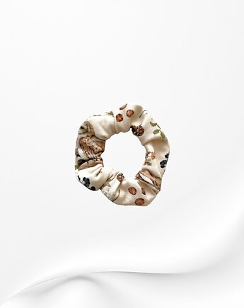 Scrunchie gumka frotka wąska leśna kremowa, Zdunetti