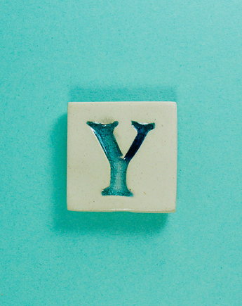 Ceramiczny magnes, niebieska literka Y, M.J