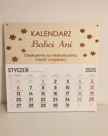 Kalendarz drewniany 2025 do powieszenia na Dzień Babci i Dziadka, Fiori di Antonietta