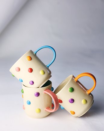 Ceramiczny kubek w bąbelki 300 ml, Naturalnie, Z Gliny