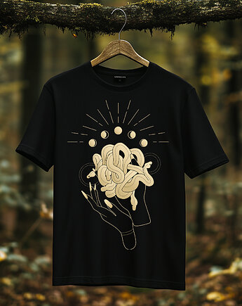 Koszulka - Alchemia Symboli, Dłonie wiedźmy i węże #8, Black Sapphire Art