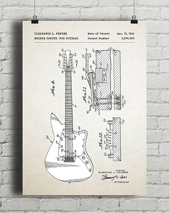 Plakat Gitara elektrycza Fender - patent, minimalmill