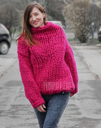 100% wełna Sweter na drutach oversize, PANAPUFA