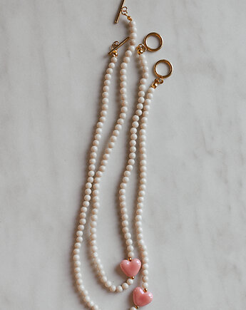 Naszyjnik z kamieni naturalnych z  ceramicznym sercem, Bibu bijoux