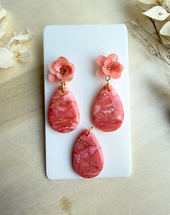 Komplet Krople kolczyki + zawieszka, freska