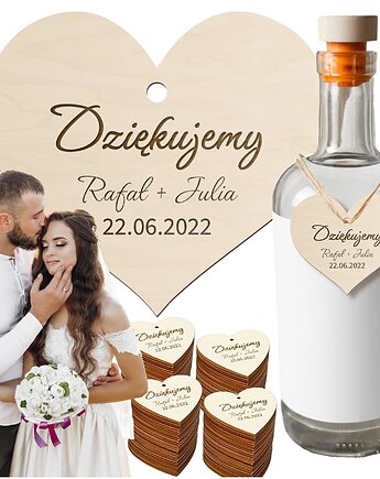 Drewniana zawieszka z GRAWEREM NA ALKOHOL Wesele Urodziny Personalizowane, smxdsgn