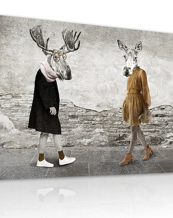 OBRAZ NA PŁÓTNIE-PAN ŁOŚ I PANI KLĘPA-120x80, LUdesign gallery