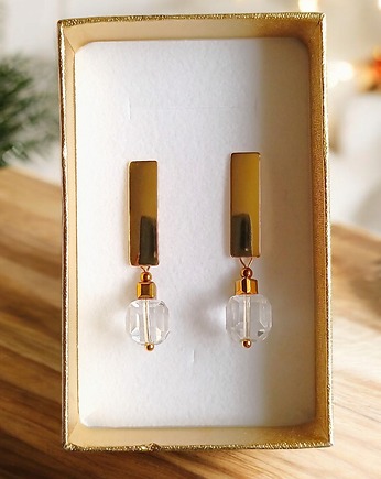 Kolczyki kryształowe : kryształ górski : eleganckie sztyfty, kaktusia