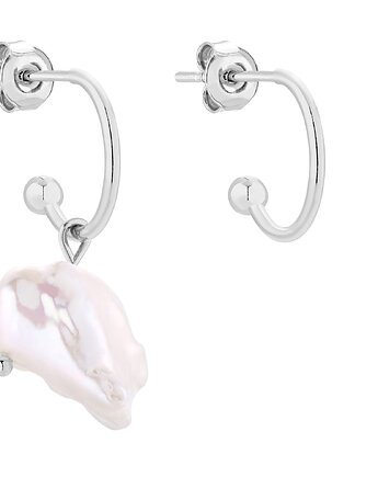 Srebrne asymetryczne kolczyki z naturalną perłą, SOTHO